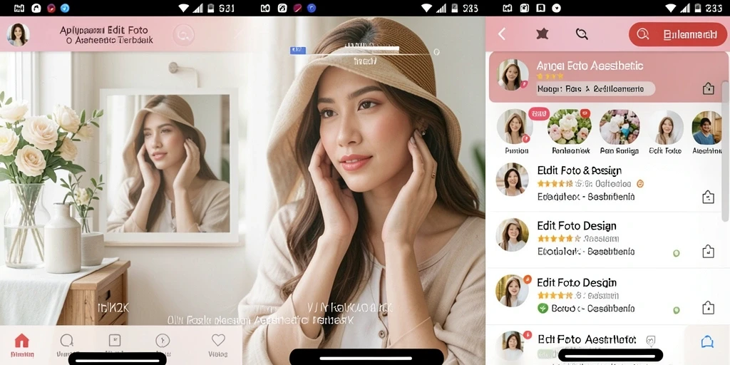 Tampilan antarmuka aplikasi 5ZK dengan berbagai pilihan filter aesthetic.