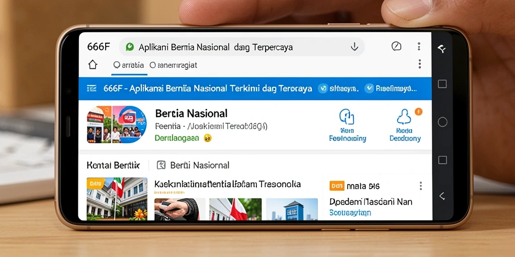 Antarmuka aplikasi 666F menampilkan berita nasional dengan jelas.