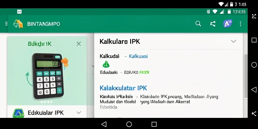 Screenshot antarmuka BINTANGMPO yang menampilkan fungsi Kalkulator IPK.
