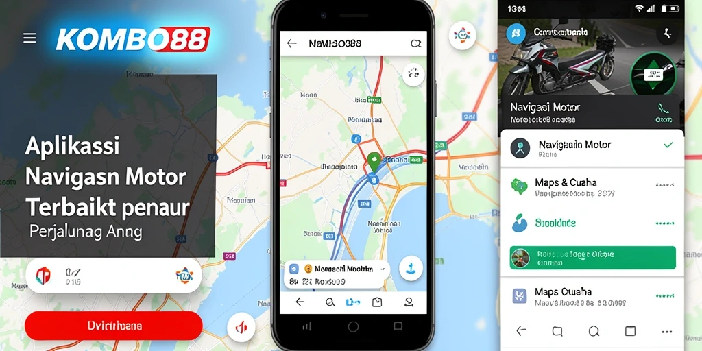 Antarmuka aplikasi Navigasi Motor KOMBO88 yang intuitif dan responsif.