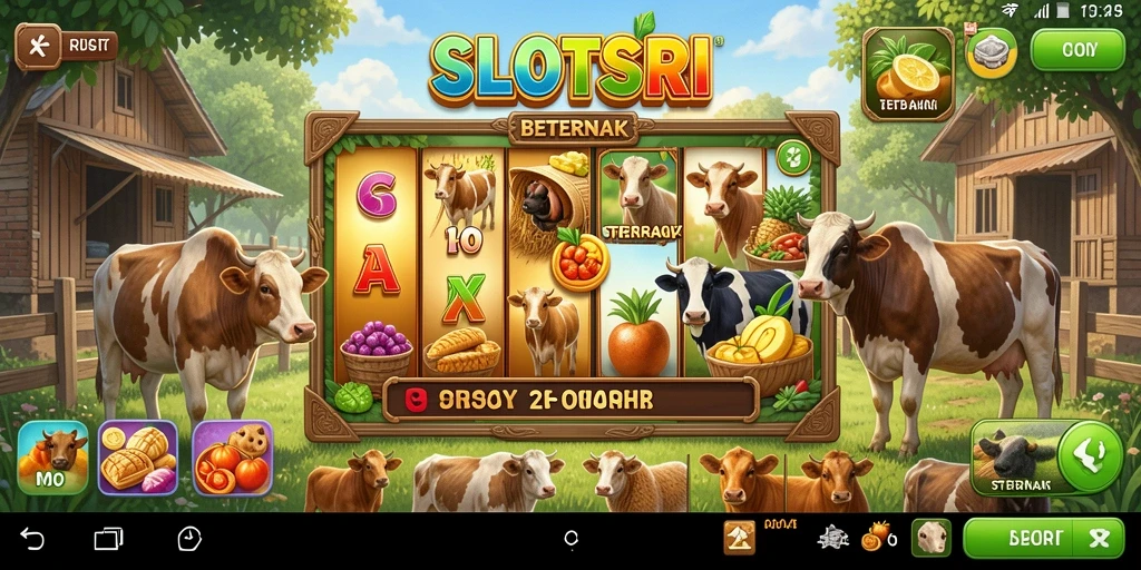 Antarmuka SLOTSRI menampilkan aktivitas beternak yang seru.